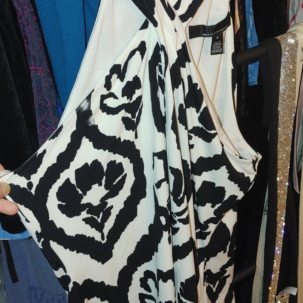 White House Black Market Black & White Patterned Halter Camisole